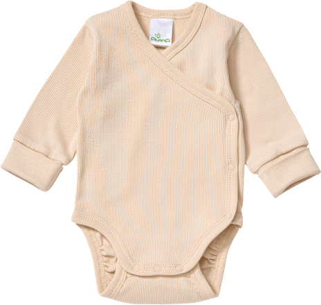 Wickelbody Langarm mit Mitwachsfunktion, beige, Gr. 62/68, 1 St