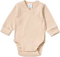 Wickelbody Langarm mit Mitwachsfunktion, beige, Gr. 62/68, 1 St