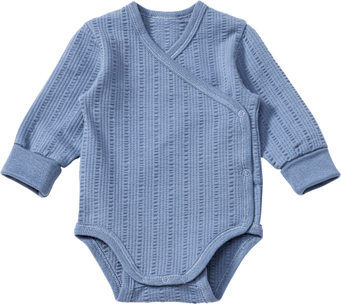 Wikkelbody met lange mouwen en meegroeifunctie, blauw, maat 62/68, 1 stuk