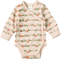 Wickelbody Langarm mit Mitwachsfunktion & Fahrzeug-Muster, beige, Gr. 62/68, 1 St