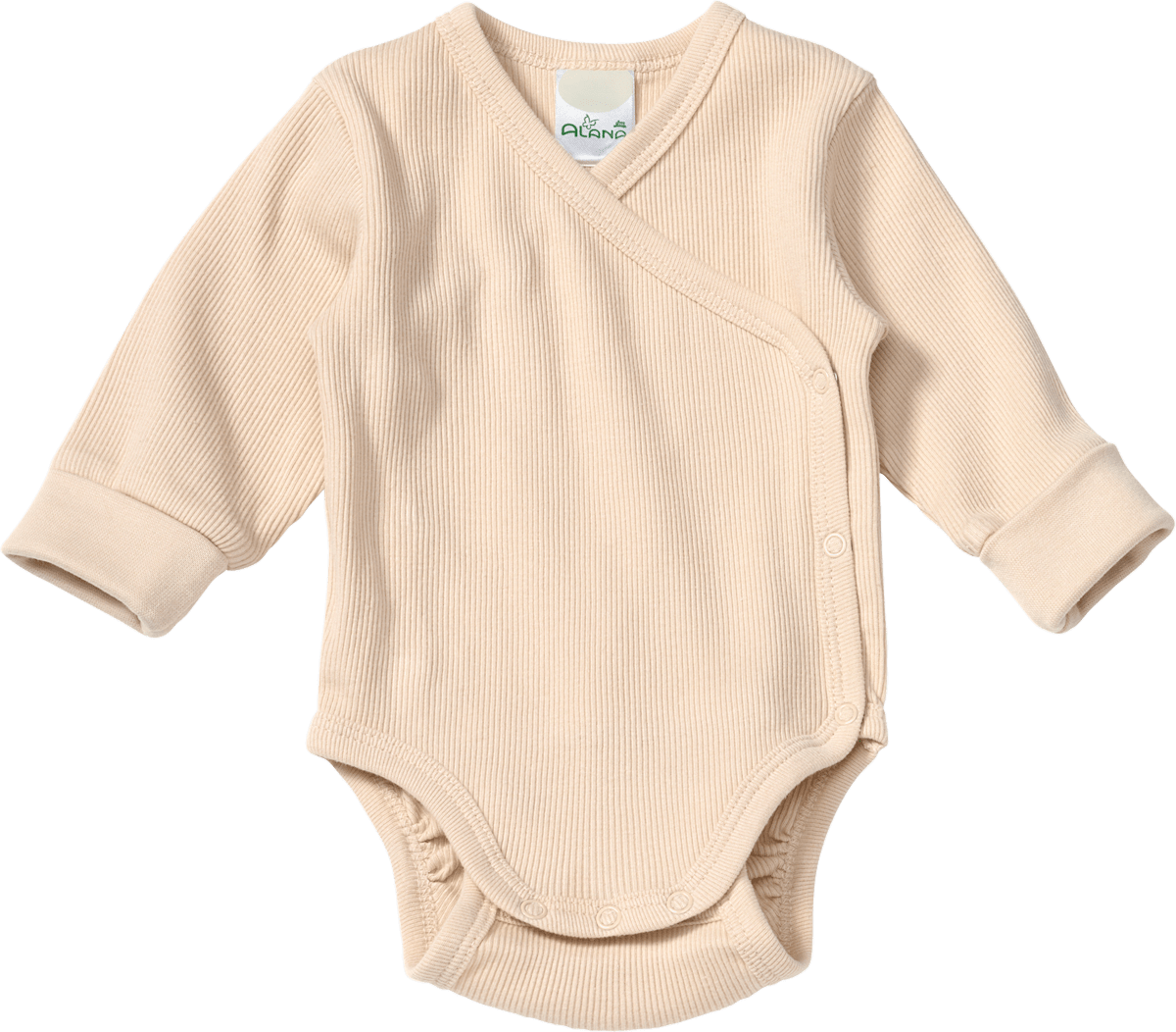 ALANA Wickelbody Langarm mit Mitwachsfunktion & Ripp-Struktur, beige, Gr. 74/80, 1 St