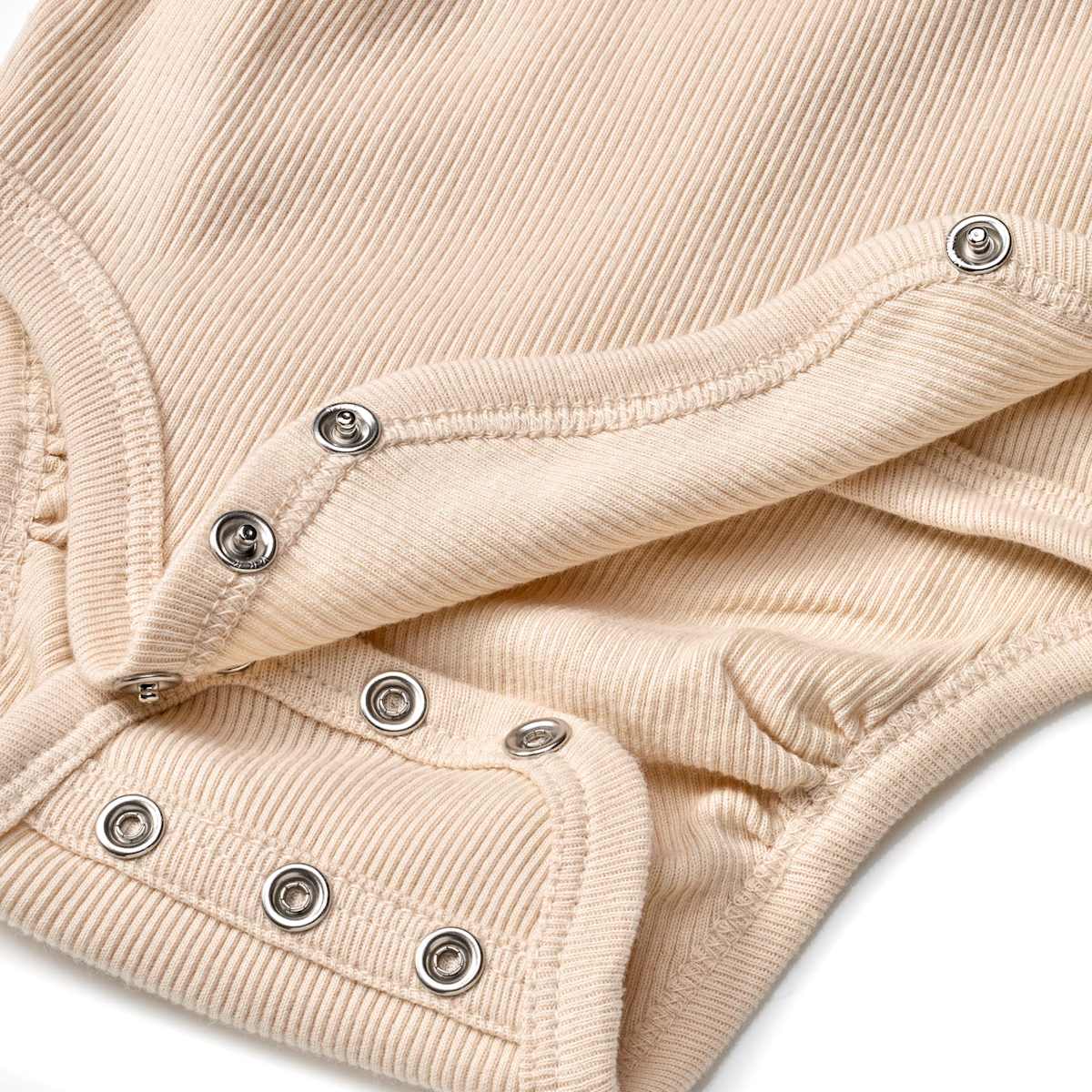 ALANA Wickelbody Langarm mit Mitwachsfunktion & Ripp-Struktur, beige, Gr. 74/80, 1 St