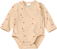 Wickelbody Langarm mit Pilz-Muster, beige, Gr. 50/56, 1 St