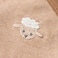 Wikkelbody met lange mouwen en schaapjesapplicatie, beige, maat 50/56, 1 stuk