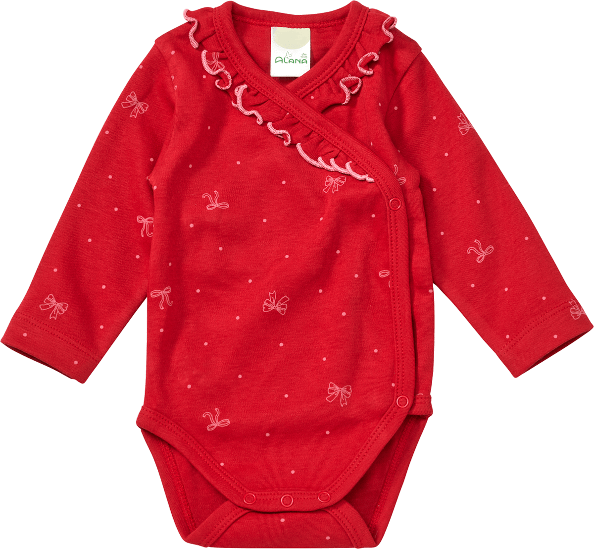 ALANA Wickelbody Langarm mit Schleifen-Muster, rot, Gr. 50/56, 1 St