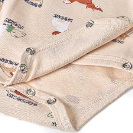Wickelbody Langarm mit Waldtier-Muster, beige, Gr. 46/48, 1 St