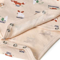 Wickelbody Langarm mit Waldtier-Muster, beige, Gr. 62/68, 1 St