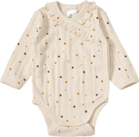 Wickelbody mit Ajour-Struktur & Blumen-Muster, beige, Gr. 50/56, 1 St