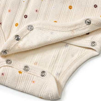 Wickelbody mit Ajour-Struktur & Blumen-Muster, beige, Gr. 50/56, 1 St