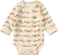 Wickelbody mit Auto-Muster & Mitwachsfunktion, beige, Gr. 50/56, 1 St