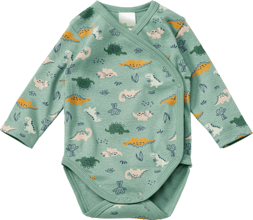 Wikkelbody met dinosaurussenpatroon, groen, maat 62/68, 1 stuk