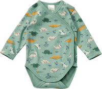 Wikkelbody met dinosaurussenpatroon, groen, maat 62/68, 1 stuk
