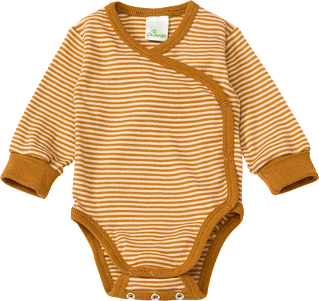 Wickelbody mit Mitwachsfunktion & Ringel-Muster, braun, Gr. 50/56, 1 St