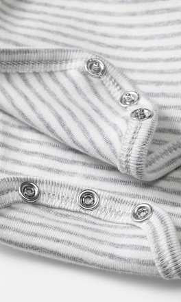 Wikkelbody met strepen, wit &amp; grijs, maat 62/68, 1 stuk