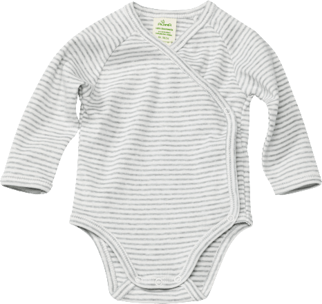 Wikkelbody met strepen, wit &amp; grijs, maat 62/68, 1 stuk