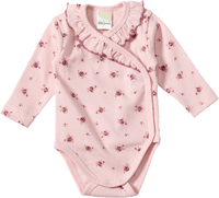Wickelbody mit Ripp-Struktur & Blumen-Muster, rosa, Gr. 50/56, 1 St