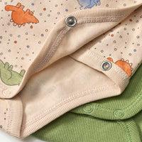 ALANA Wickelbodys Langarm mit Dino-Muster, beige + grün, Gr. 50/56, 2 St