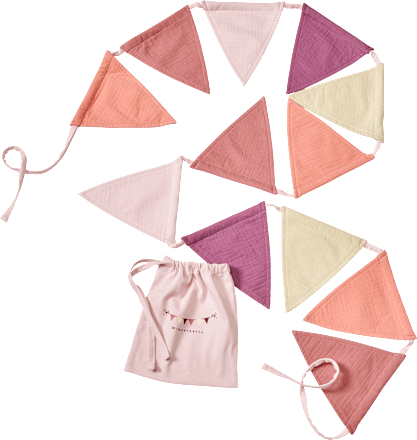 Wimpelkette aus Musselin, rosa, 1 St