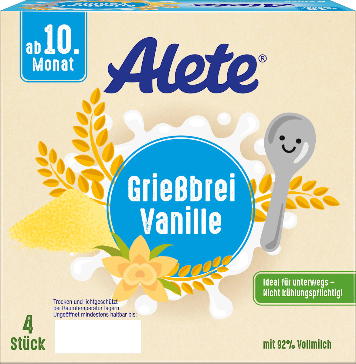Alete Abendbrei Grieß Vanille ab dem 10. Monat, (4x100g), 0,4 kg