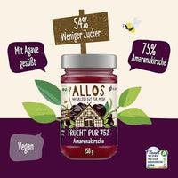 Fruchtaufstrich, Frucht Pur Amarenakirsche 75% Frucht, 250 g ALLOS