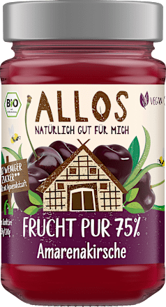 Fruchtaufstrich, Frucht Pur Amarenakirsche 75% Frucht, 250 g ALLOS