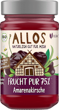 Fruchtaufstrich, Frucht Pur Amarenakirsche 75% Frucht, 250 g ALLOS