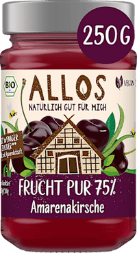 Fruchtaufstrich, Frucht Pur Amarenakirsche 75% Frucht, 250 g ALLOS