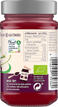 Fruchtaufstrich, Frucht Pur Amarenakirsche 75% Frucht, 250 g ALLOS