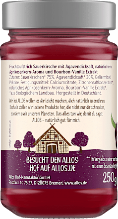 Fruchtaufstrich, Frucht Pur Amarenakirsche 75% Frucht, 250 g ALLOS
