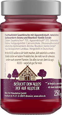 Fruchtaufstrich, Frucht Pur Amarenakirsche 75% Frucht, 250 g ALLOS