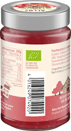 Fruchtaufstrich, Frucht Pur Erdbeere & Rhabarber 75% Frucht, 200 g