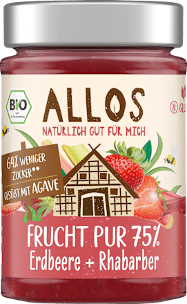 Fruchtaufstrich, Frucht Pur Erdbeere & Rhabarber 75% Frucht, 200 g