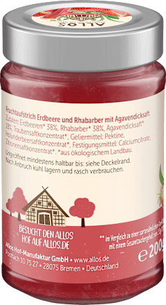 Fruchtaufstrich, Frucht Pur Erdbeere & Rhabarber 75% Frucht, 200 g
