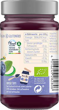Fruchtaufstrich, Frucht Pur Heidelbeere 75% Frucht, 250 g