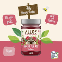 Fruchtaufstrich, Frucht Pur Himbeere 75% Frucht, 250 g ALLOS