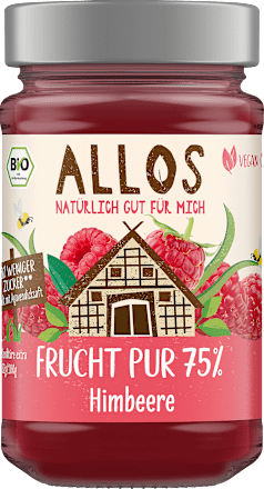 Fruchtaufstrich, Frucht Pur Himbeere 75% Frucht, 250 g ALLOS