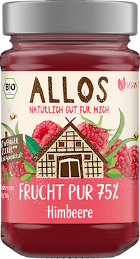 Fruchtaufstrich, Frucht Pur Himbeere 75% Frucht, 250 g ALLOS