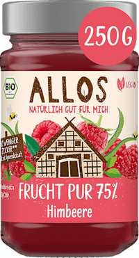 Fruchtaufstrich, Frucht Pur Himbeere 75% Frucht, 250 g ALLOS