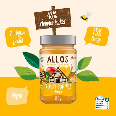 Fruchtaufstrich, Frucht Pur Mango 75% Frucht, 250 g