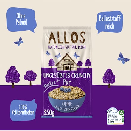 Müsli, Nutri+ Ungesüßtes Crunchy Pur, 350 g