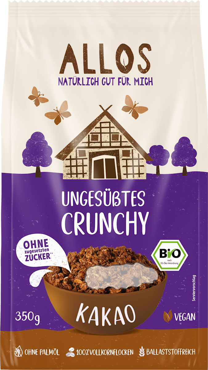 ALLOS Müsli, Ungesüßtes Crunchy Kakao, 350 g