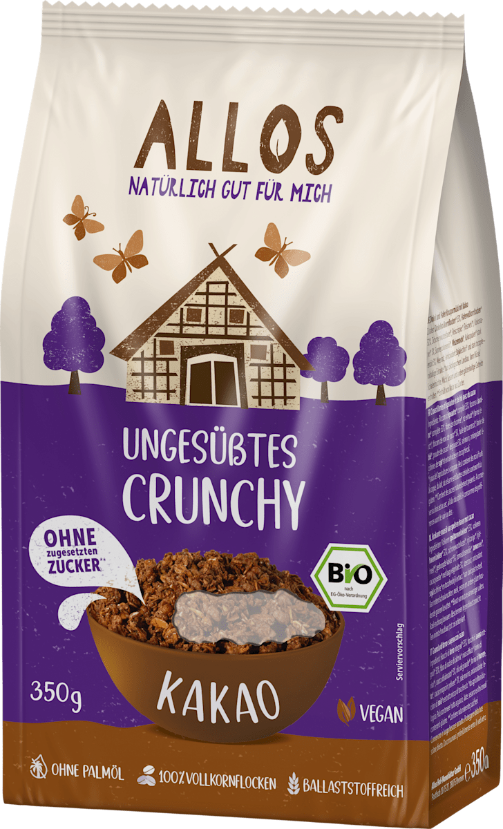 ALLOS Müsli, Ungesüßtes Crunchy Kakao, 350 g