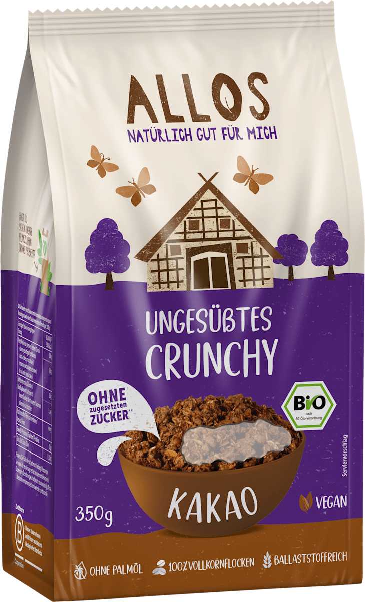 ALLOS Müsli, Ungesüßtes Crunchy Kakao, 350 g