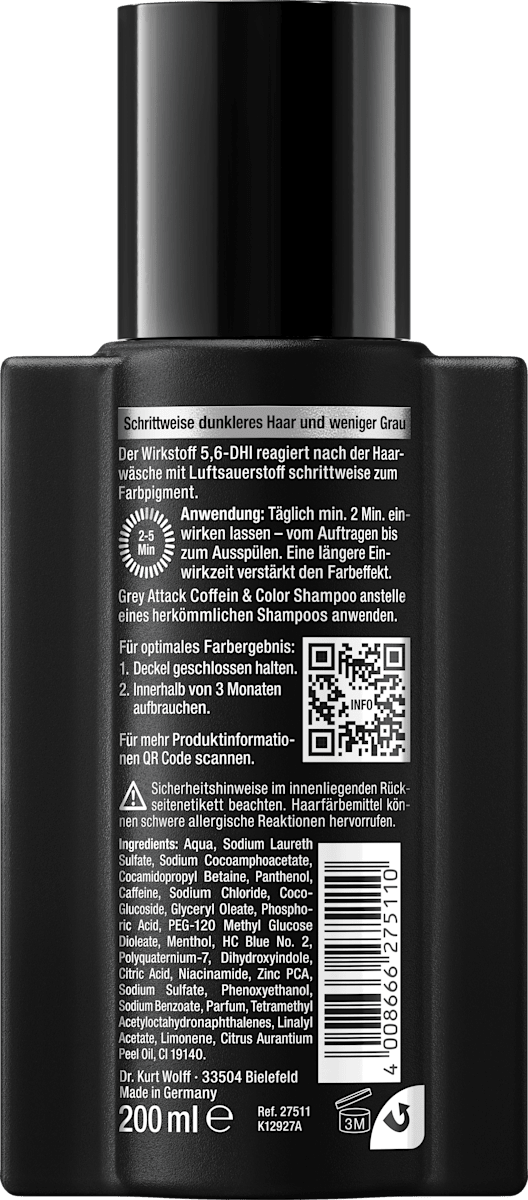 Alpecin Shampoo Grey Attack Coffein & Color, 200 ml