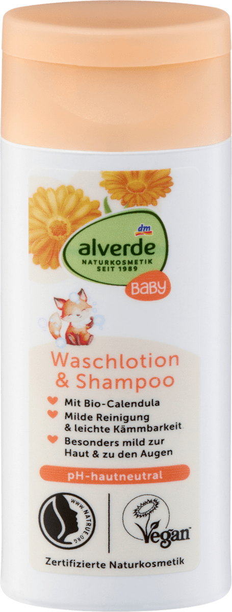 alverde BABY Baby Waschlotion & Shampoo Calendula, Reisegröße, 50 ml