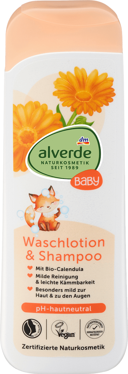 alverde BABY Baby Waschlotion & Shampoo Calendula, 250 ml