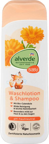 alverde BABY Baby Waschlotion & Shampoo Calendula, 250 ml