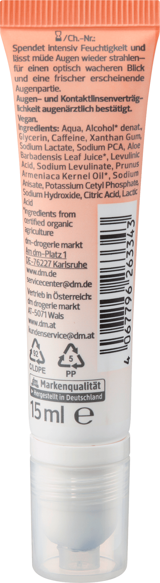 alverde NATURKOSMETIK Augenserum Under Eye Caffeine Shot, 15 ml