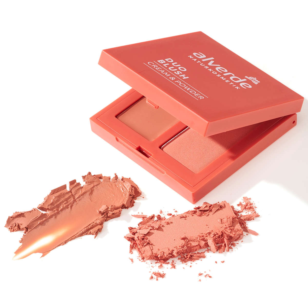alverde NATURKOSMETIK Blush Palette Duo Cream & Powder 30 Coral Cloud, 2 g