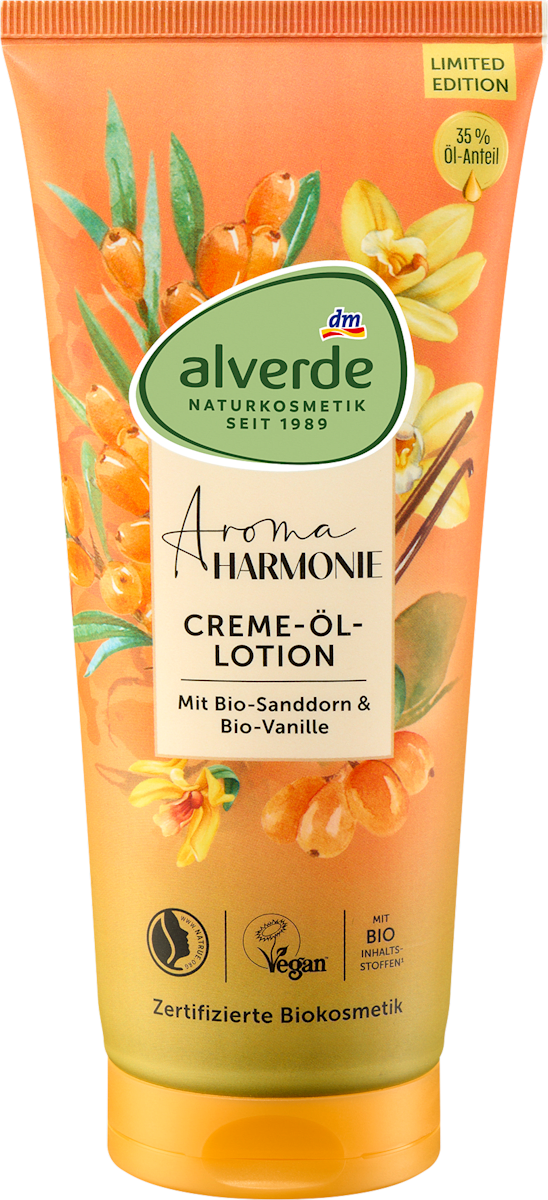 alverde NATURKOSMETIK Bodylotion Cremeöl Lotion Sanddorn & Vanille, 200 ml